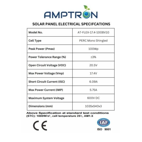 100W 12V Semi-Flexible Perc-Shingled Solar Panel with ETFE Coating - Image 7