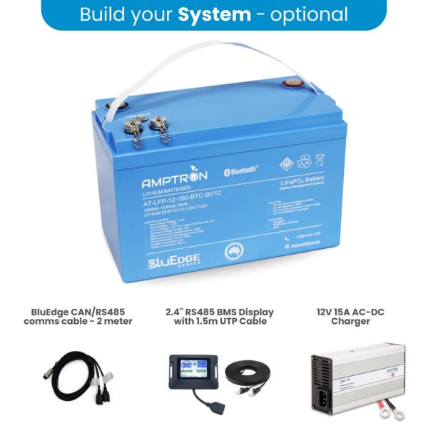 Amptron New BluEdge 12V 100Ah 200A LiFePO4 Lithium Battery – Deep Cycle with Bluetooth, RS485 & CAN Bus - Image 6
