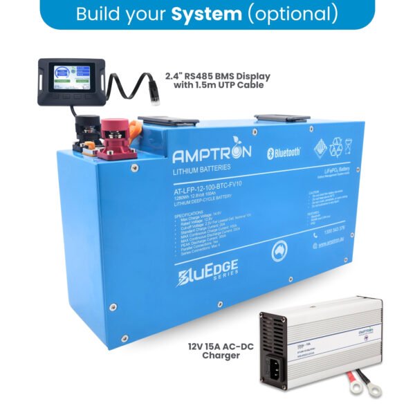 Amptron BluEdge 12V 100Ah 200A SLIMLINE LiFePO4 Battery with Bluetooth + RS485 + CANbus - Image 4