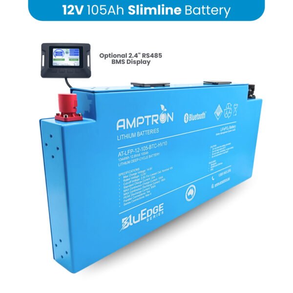 Amptron BluEdge 12V 105Ah 180A LiFePO4 Lithium Blade Battery – Deep Cycle with Bluetooth, RS485 & CAN Bus - Image 4