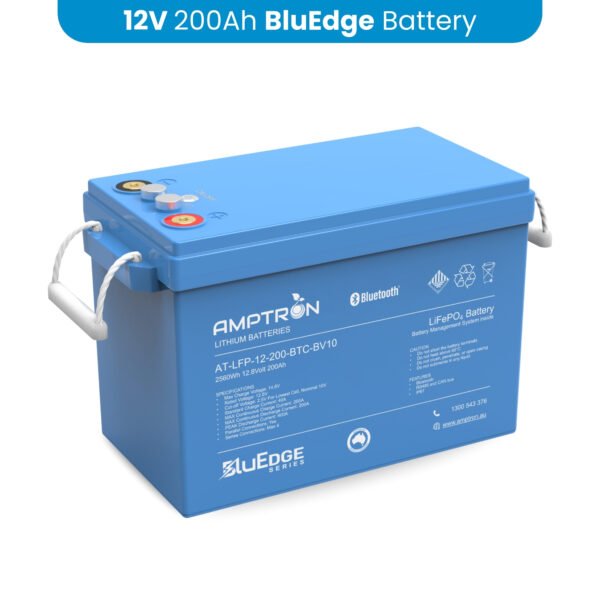 Amptron BluEdge 12V 200Ah 200A LiFePO4 Lithium Battery – Deep Cycle Smart Battery with Bluetooth, RS485 & CAN Bus - Image 5