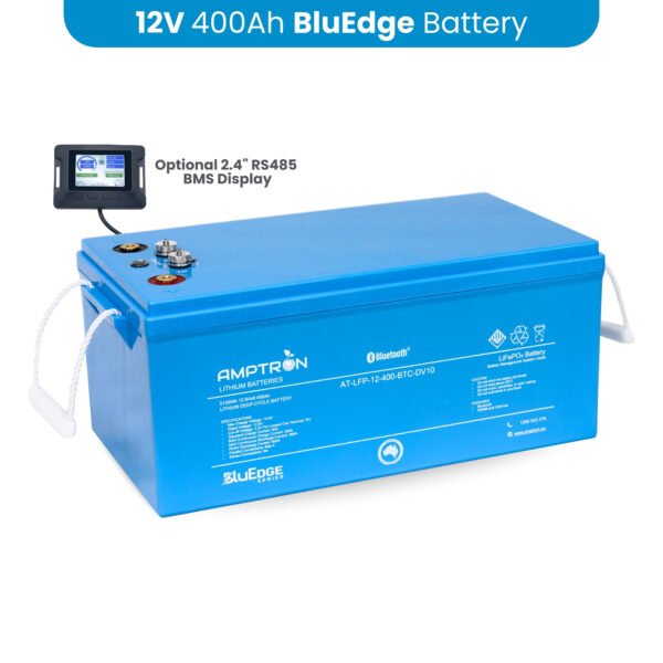 Amptron BluEdge 12V 400Ah 300A LiFePO4 Lithium Battery – Deep Cycle with Bluetooth, RS485 & CAN Bus - Image 4