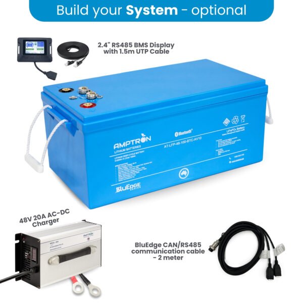 AMPTRON BluEdge 48V 100Ah / 100A Continuous Discharge LiFePO4 Battery with Bluetooth + RS485 + CAN bus - Image 4