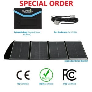 Amptron 200W 12V Folding Perc-Shingled Portable Solar Blanket