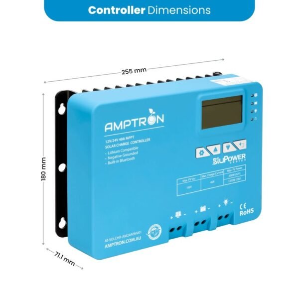 AMPTRON 40A 12V/24V AM MPPT Solar charge controller - Image 3