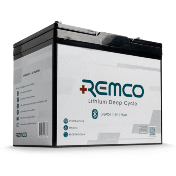 REMCO 12V 75AH LIFEPO4 LITHIUM DC GRP 24 M8 TERMINAL