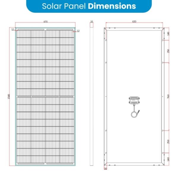 AMPTRON 200W 12V High Shade Tolerance Glass Perc Half Mono-crystalline Solar panel for RVs, Caravans, Campers, Boats & Off-Grid Homes and Mounting Brackets - Image 5