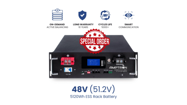AMPTRON 48V (51.2V) 100Ah 5120Wh LiFePO4 Rack Battery with Active Dynamic Balancing,10 Years Warranty, 5000+ cycles life - Image 12