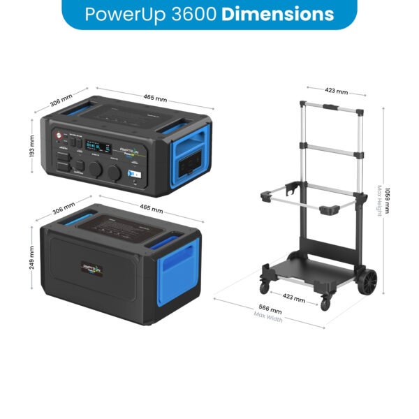 Amptron PowerUp 3600 Lithium Portable Power Station Set 3072 Wh with Trolley upto 12.2kWh - Image 11