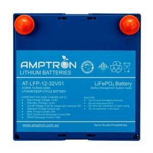 Amptron 12V 32Ah LiFePO4 Battery and Charger Combo kit - Front View