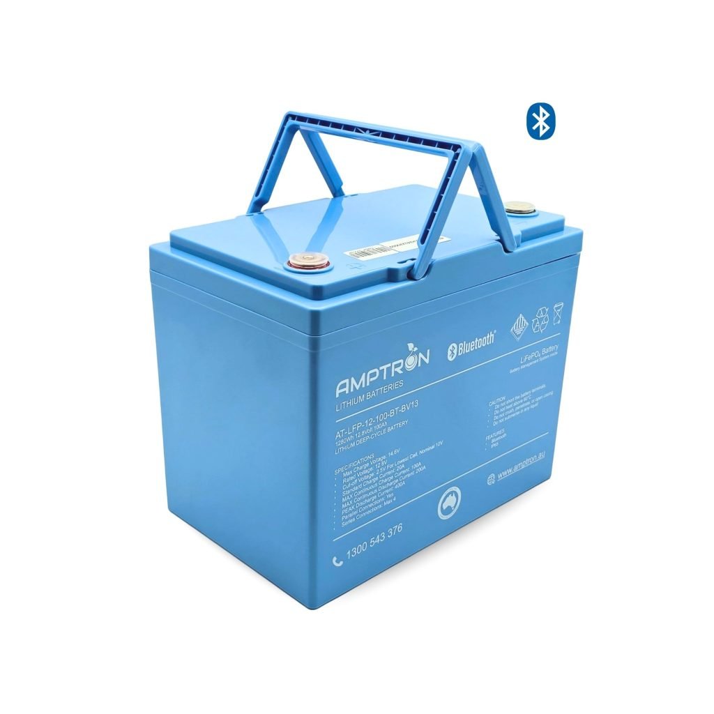 12V 100Ah/200A Continuous Discharge LiFePO4 Compact ABS Battery with Bluetooth