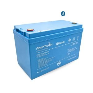 Amptron 12V 150Ah Lithium Battery image with Bluetooth connectivity