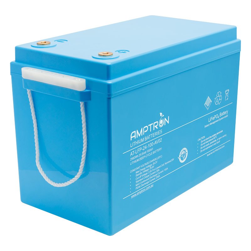 24V 100Ah/100A Continuous Discharge LiFePO4 Battery