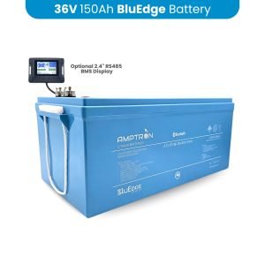 36v 150ah lithium battery image in white background along with BMS display